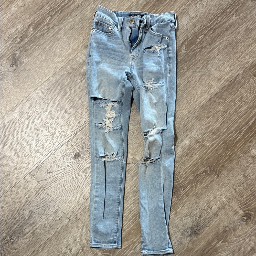 Aeropostale Light Blue Distressed Skinny Jeans